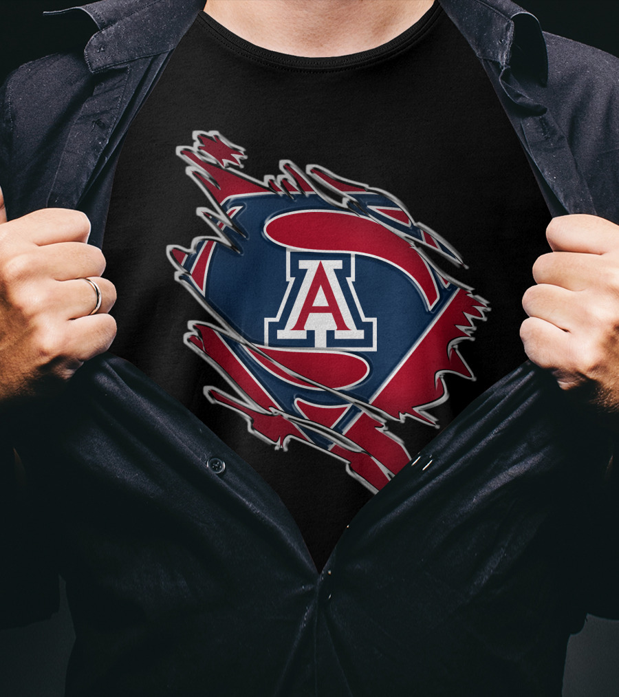 Arizona Wildcats Super Man Logo Emblem T-Shirt