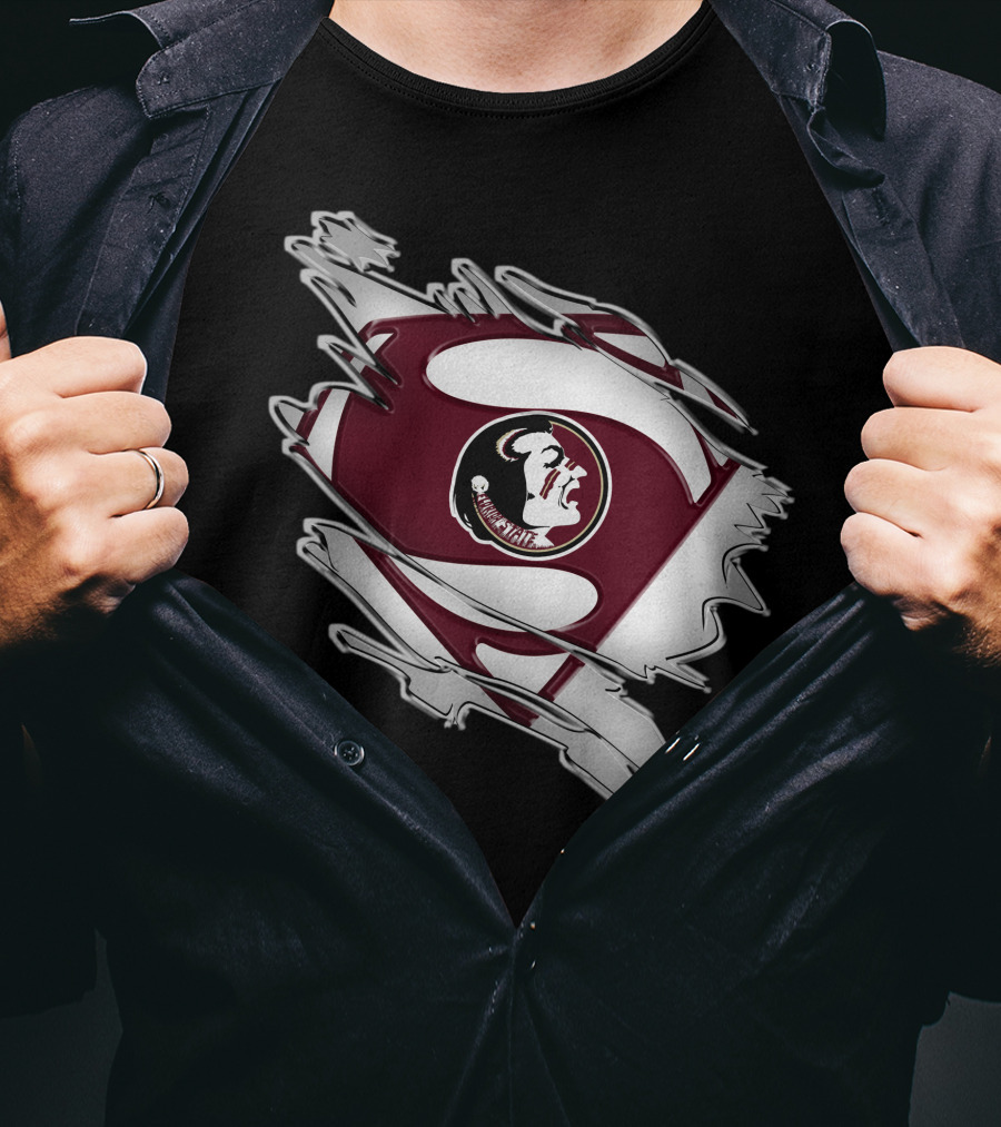 Florida State Seminoles Superman Logo Icon With Torn Suit Effect T-Shirt
