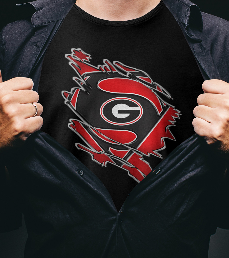 Georgia Bulldogs Superman Logo Fusion T-Shirt