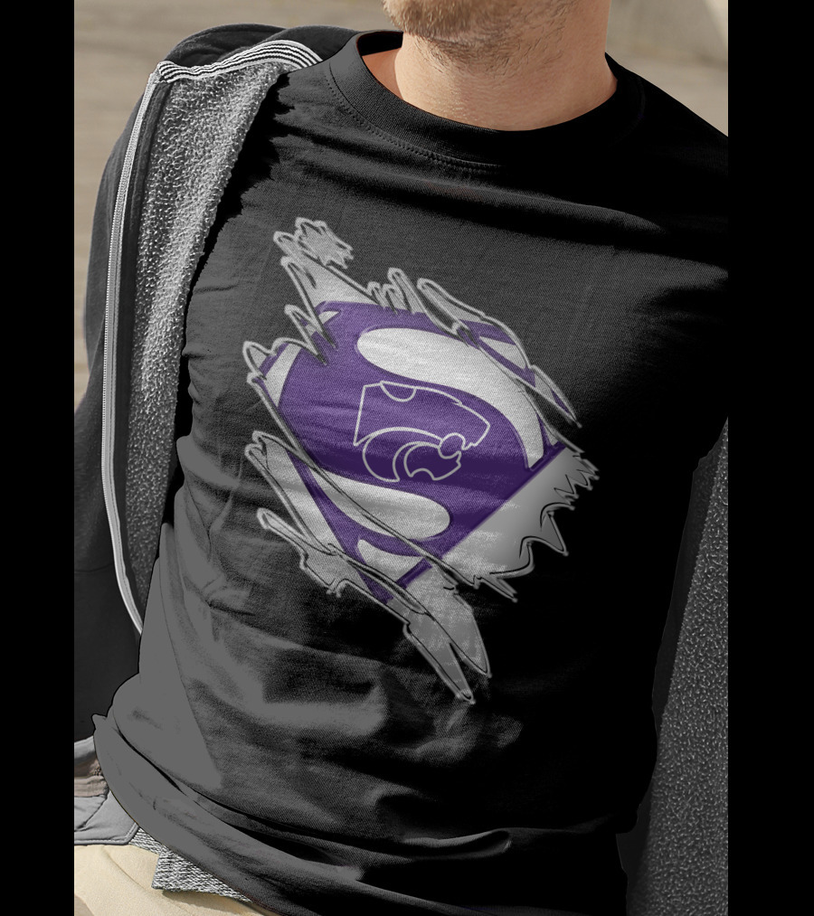 Kansas State Wildcats Superman Logo Scratch Effect T-Shirt