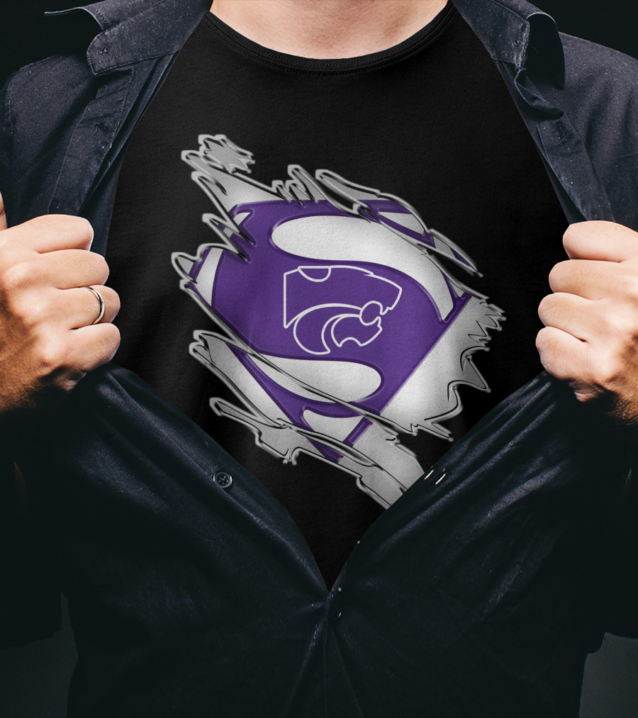 Kansas State Wildcats Superman Logo Scratch Effect T-Shirt