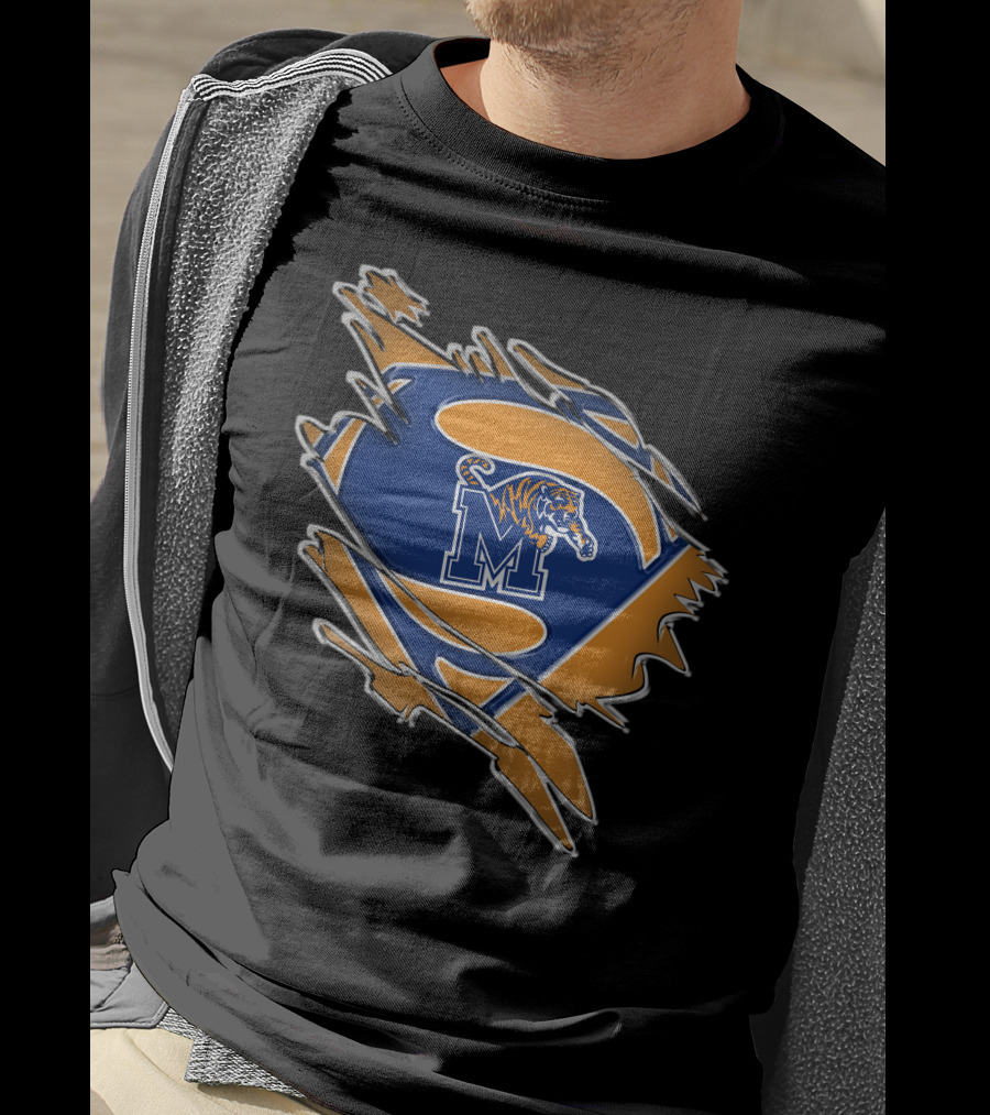 Memphis Tigers Superman Logo Rip T-Shirt