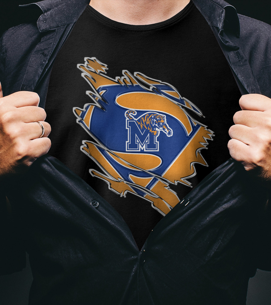 Memphis Tigers Superman Logo Rip T-Shirt