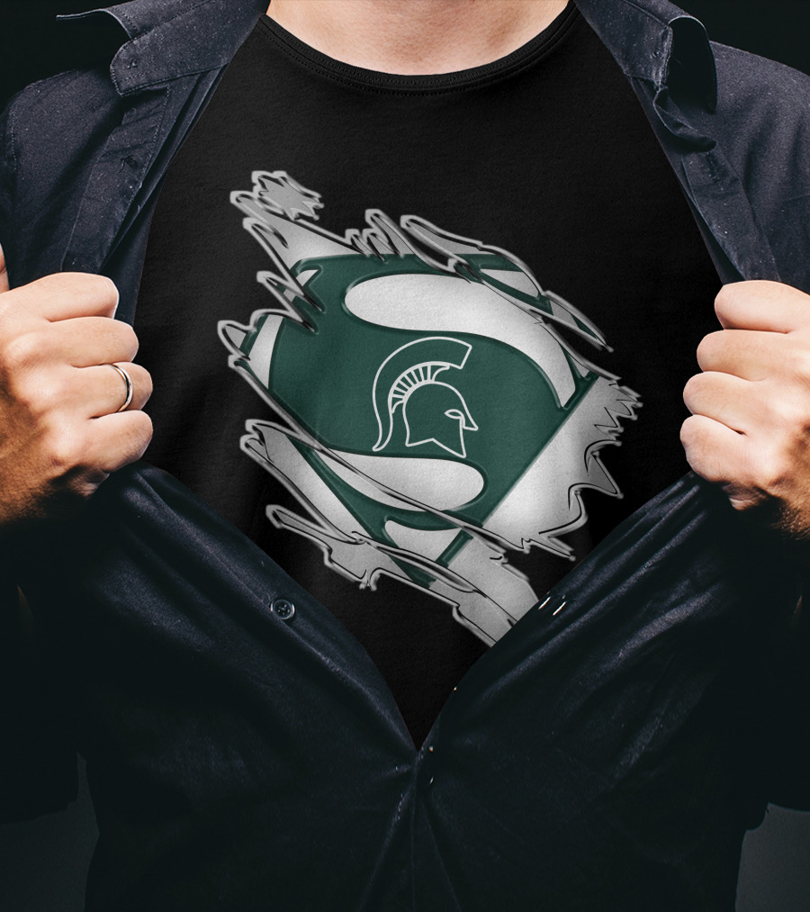 Michigan State Spartans Superman Logo Shield T-Shirt