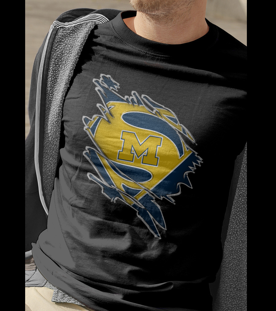 Michigan Wolverines Superman Logo Combination T-Shirt
