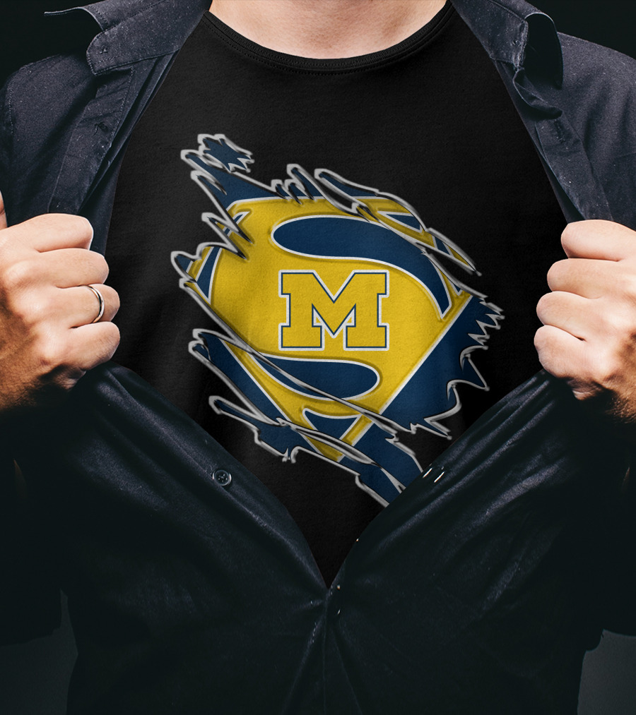 Michigan Wolverines Superman Logo Combination T-Shirt