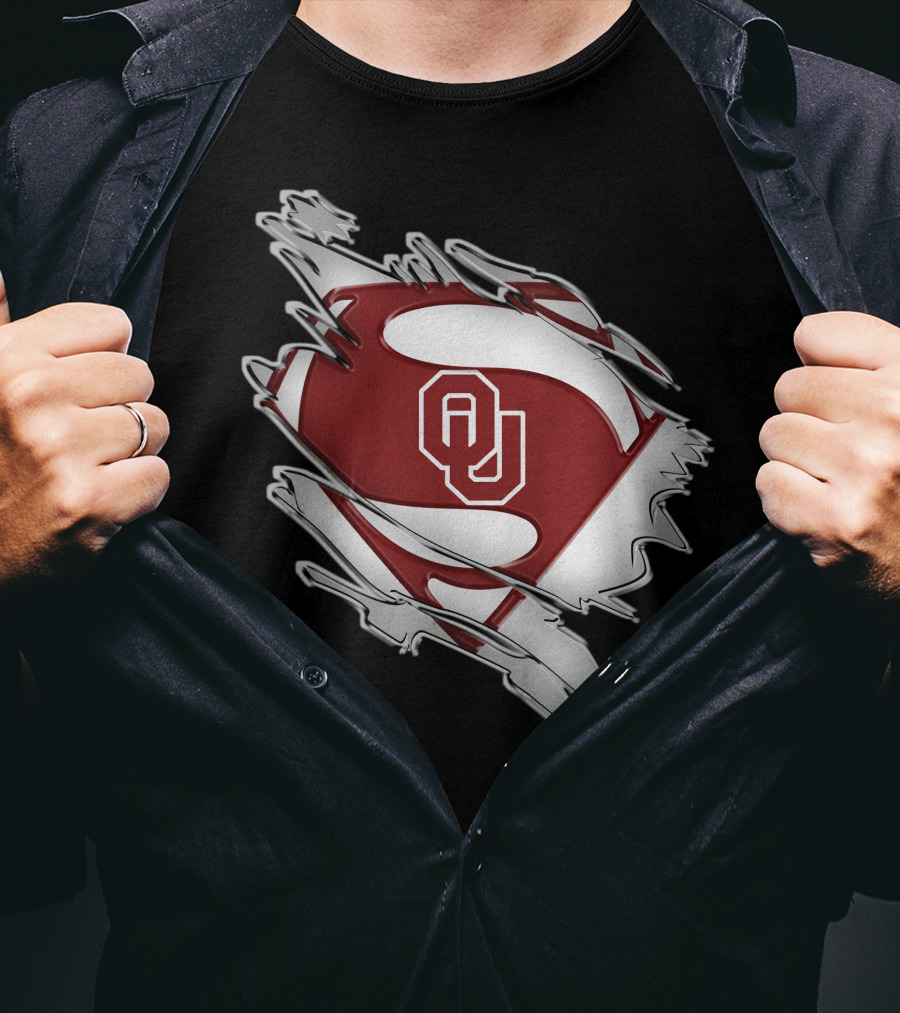 Oklahoma Sooners Superman OU Logo Emblem T-Shirt