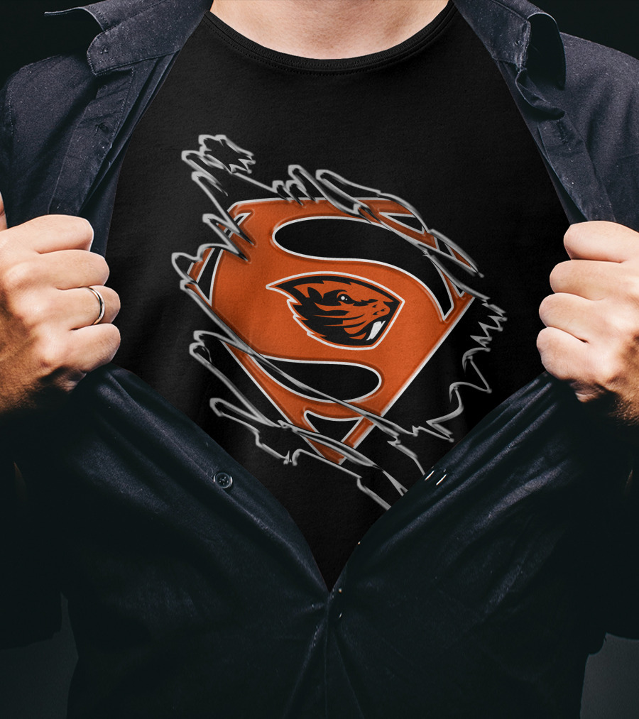 Oregon State Beavers Superman Logo Rip T-Shirt