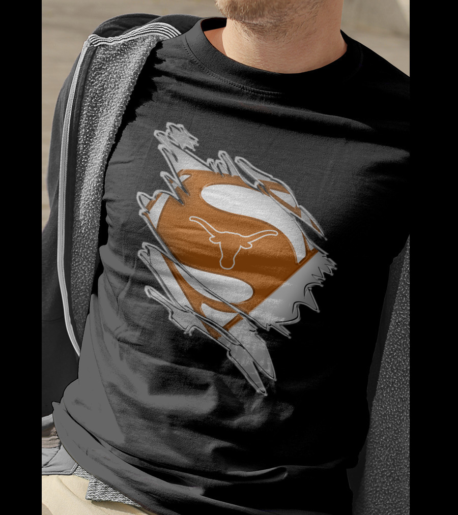 Texas Longhorns Superman Logo Rip T-Shirt