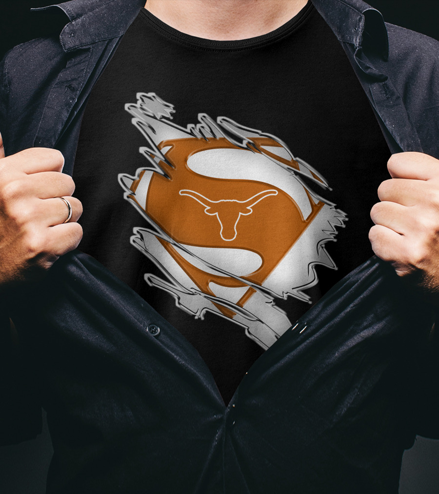 Texas Longhorns Superman Logo Rip T-Shirt