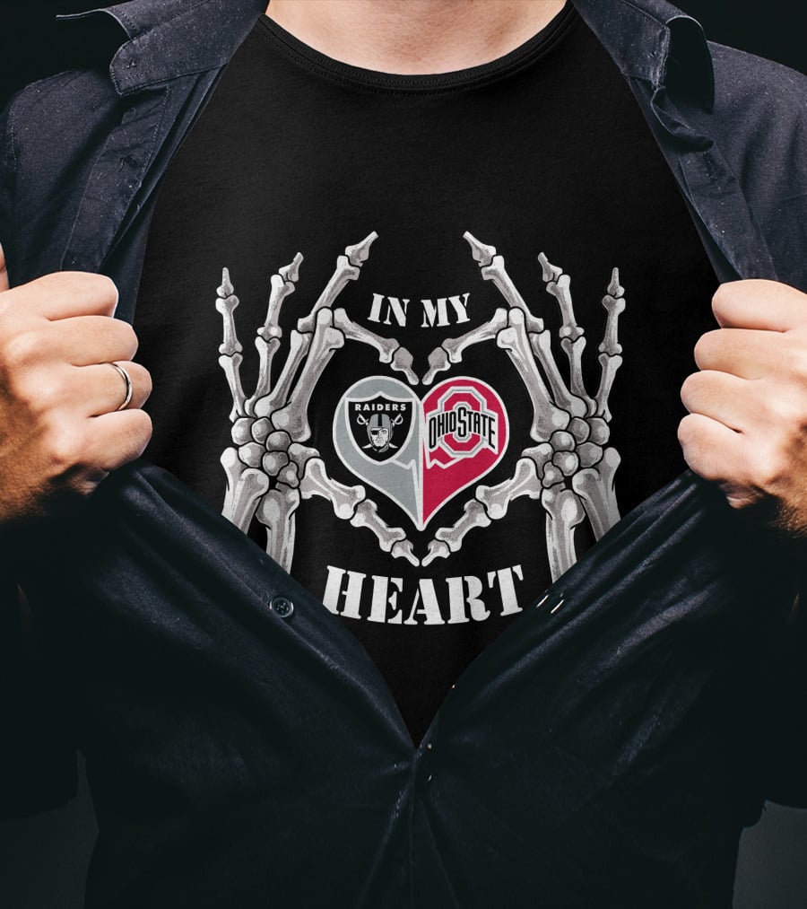 Raiders Ohio State In My Heart Skeleton Hands T-Shirt