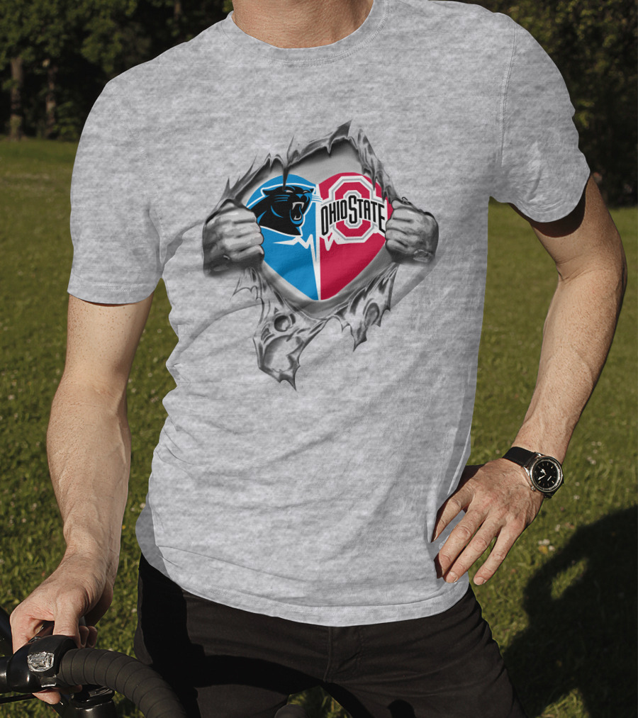 Carolina Panthers Ohio State Buckeyes Logo Mashup T-Shirt