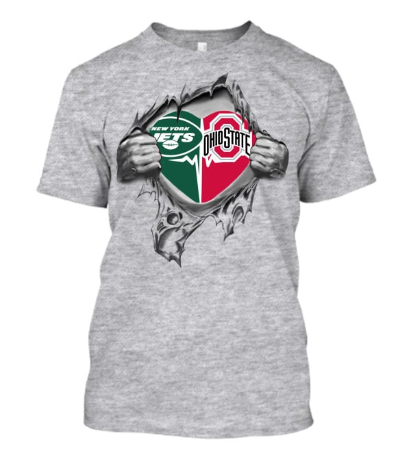 New York Jets Ohio State Buckeyes Emblem Inside Ripped Exterior T-Shirt