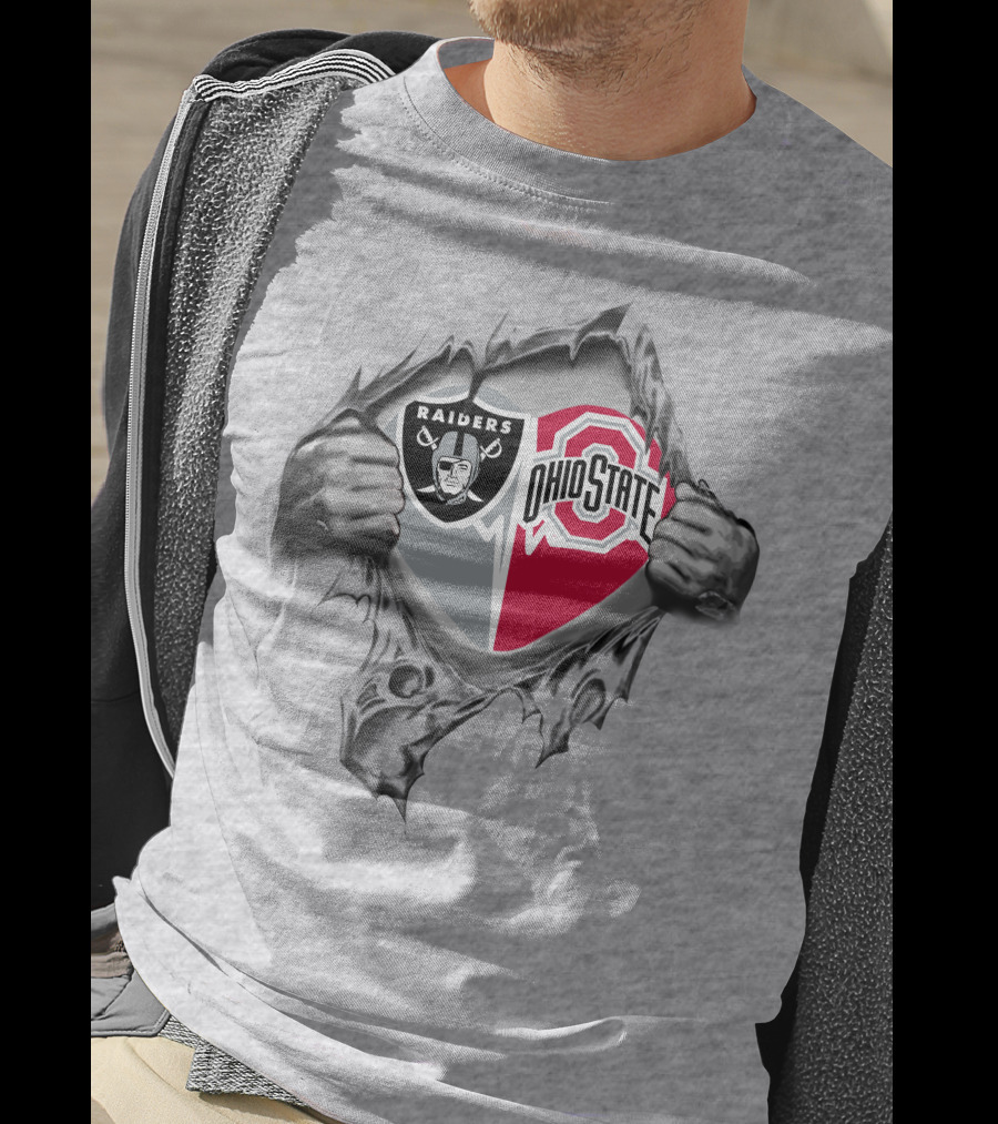 Raiders Ohio State Buckeyes Logo Ripped T-Shirt