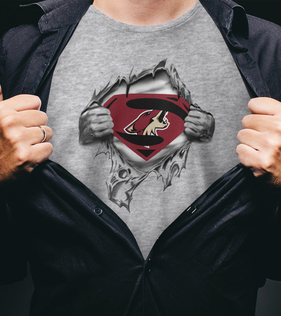 Arizona Coyotes Superman Logo Ripped Chest T-Shirt