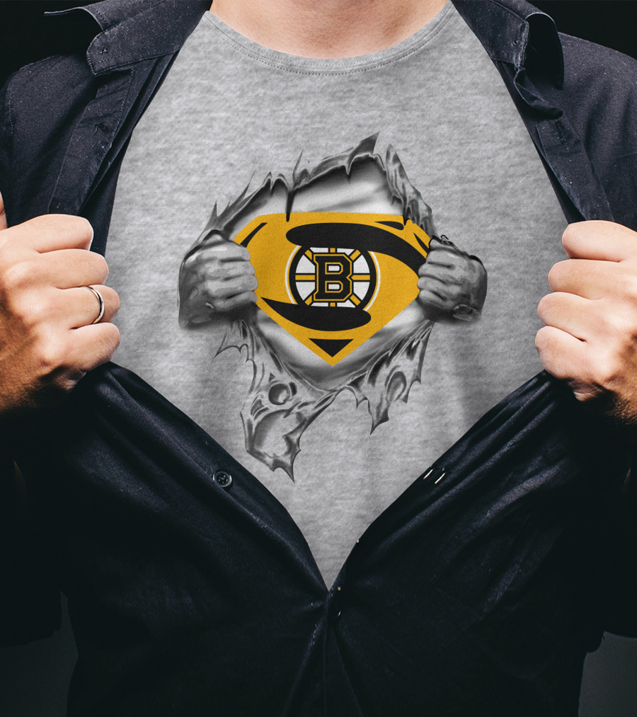 Boston Bruins Superman Logo Reveal T-Shirt