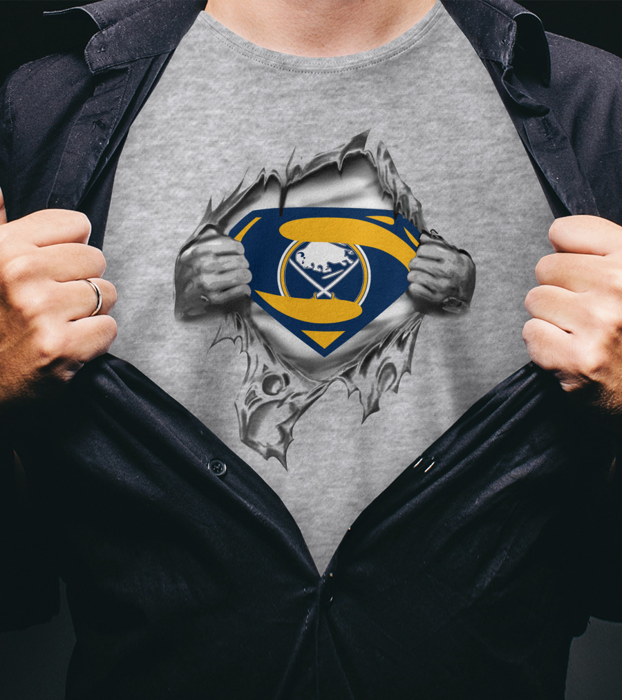 Buffalo Sabres Superman Logo Emblem With Torn Effect T-Shirt