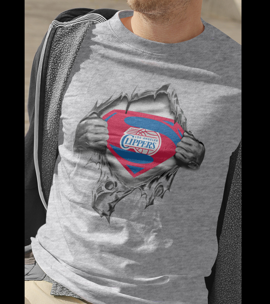 Los Angeles Clippers Superman Logo Burst Open T-Shirt