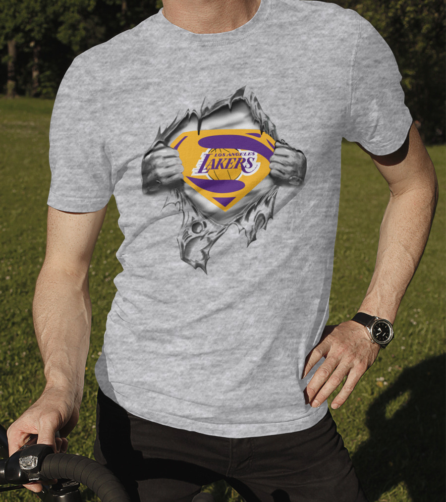 Los Angeles Lakers Superman Logo Tear T-Shirt