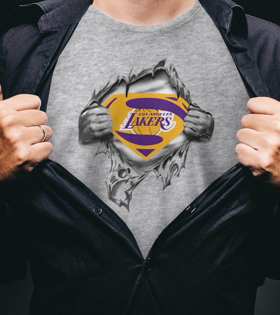 Los Angeles Lakers Superman Logo Tear T-Shirt