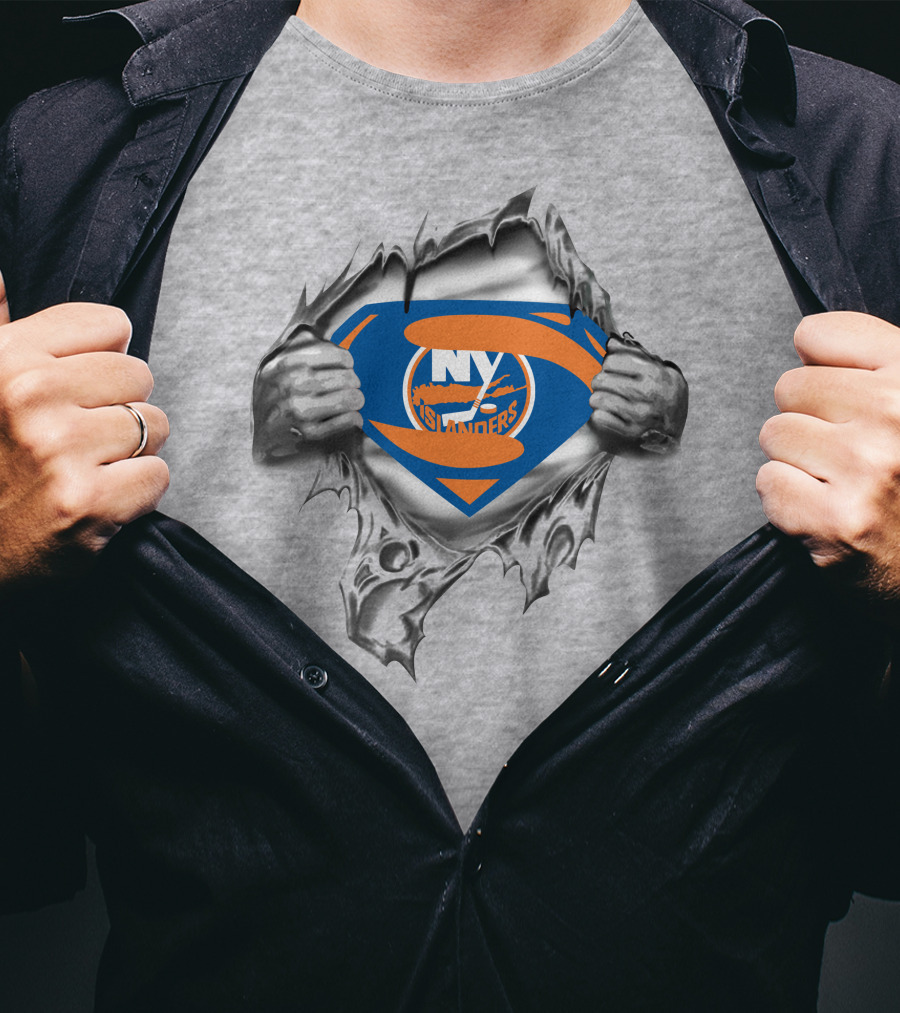 New York Islanders Superman Shield Logo Burst T-Shirt