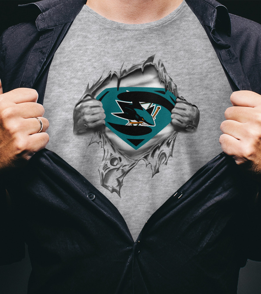 San Jose Sharks Superman Logo Rip T-Shirt
