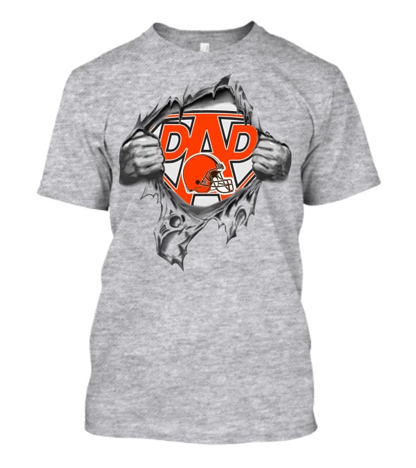 Super Dad Cleveland Browns Football Emblem With Ripping Hands T-Shirt