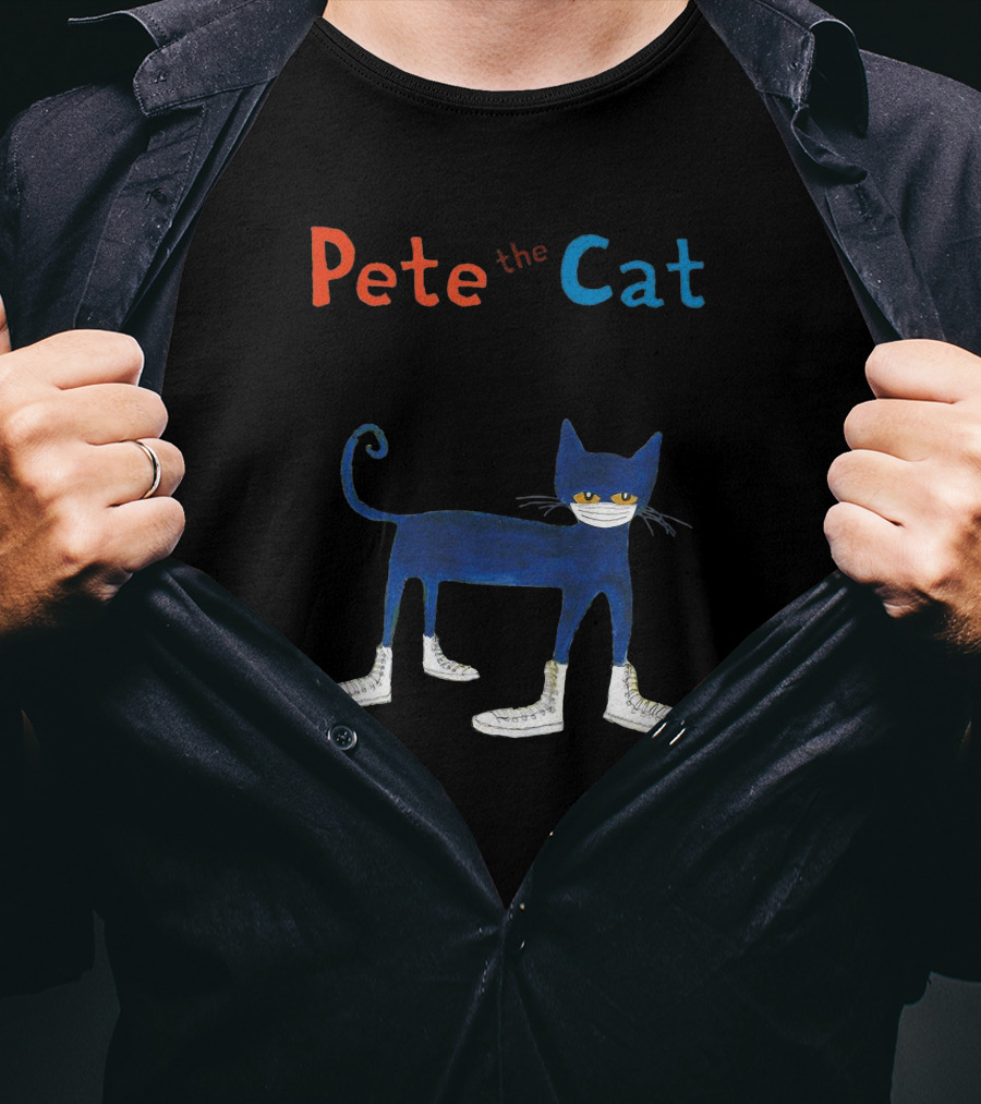 Pete The Cat Wearing White Mask And Sneakers T-Shirt