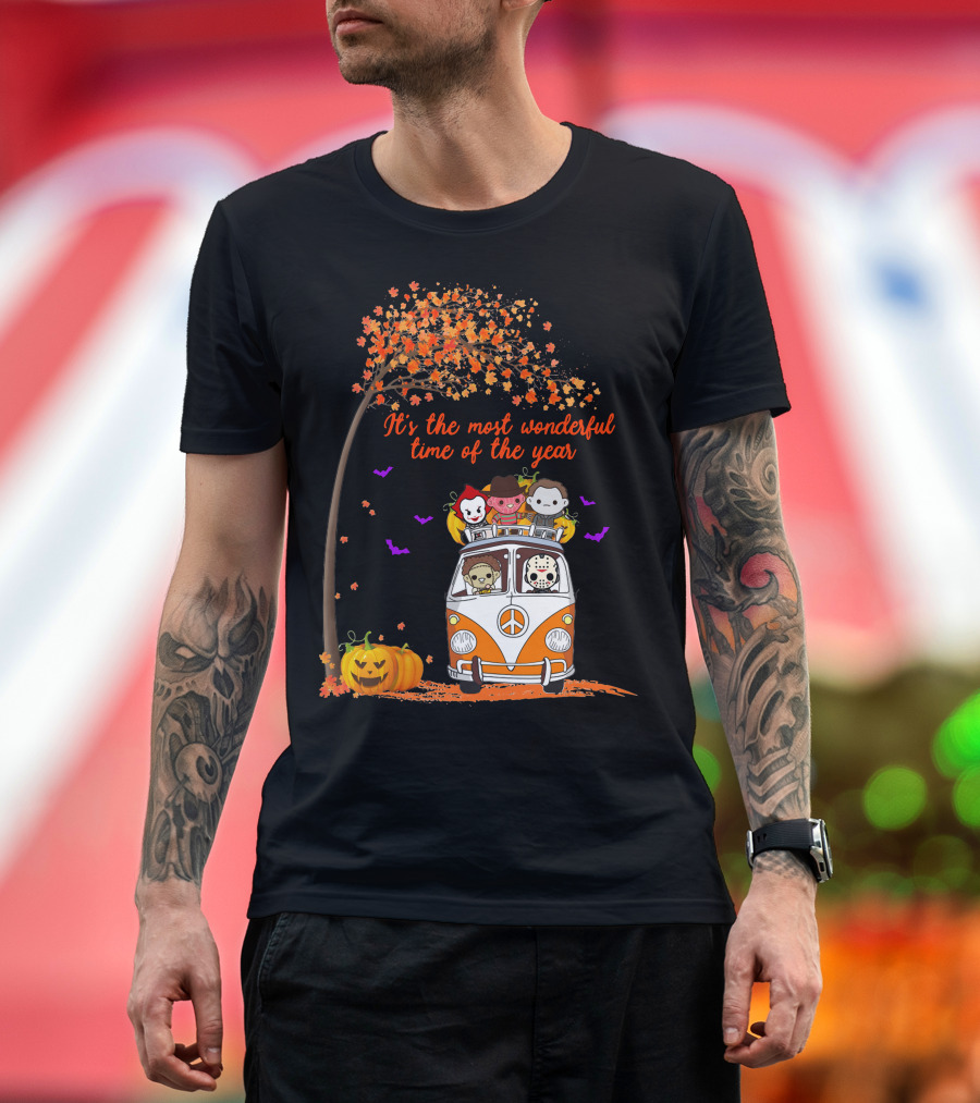 Horror Characters Halloween Road Trip Most Wonderful Time of the Year T-Shirt