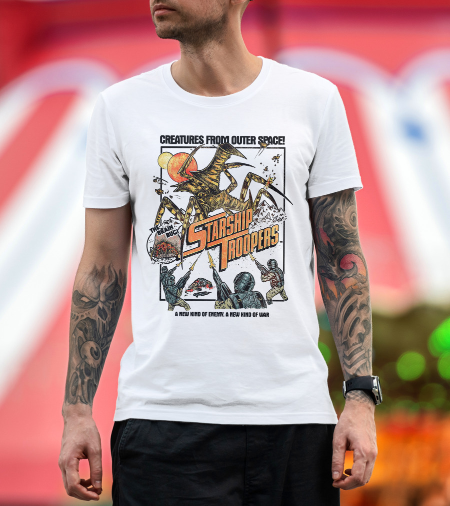 Creatures From Outer Space Starship Troopers Brain Bug A New Kind of Enemy A New Kind of War T-Shirt