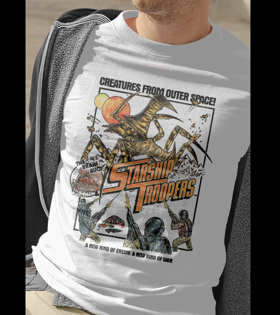 Creatures From Outer Space Starship Troopers Brain Bug A New Kind Of Enemy A New Kind Of War T-Shirt