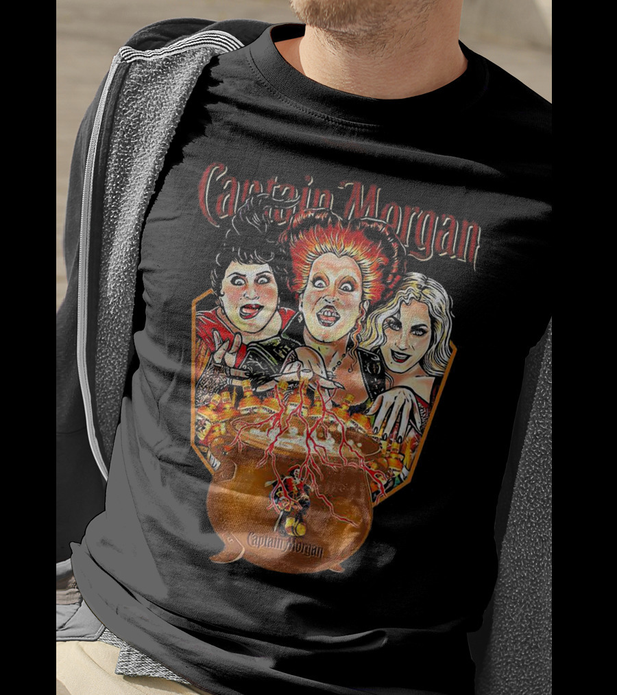 Captain Morgan Halloween Hocus Pocus Witches Cauldron T-Shirt