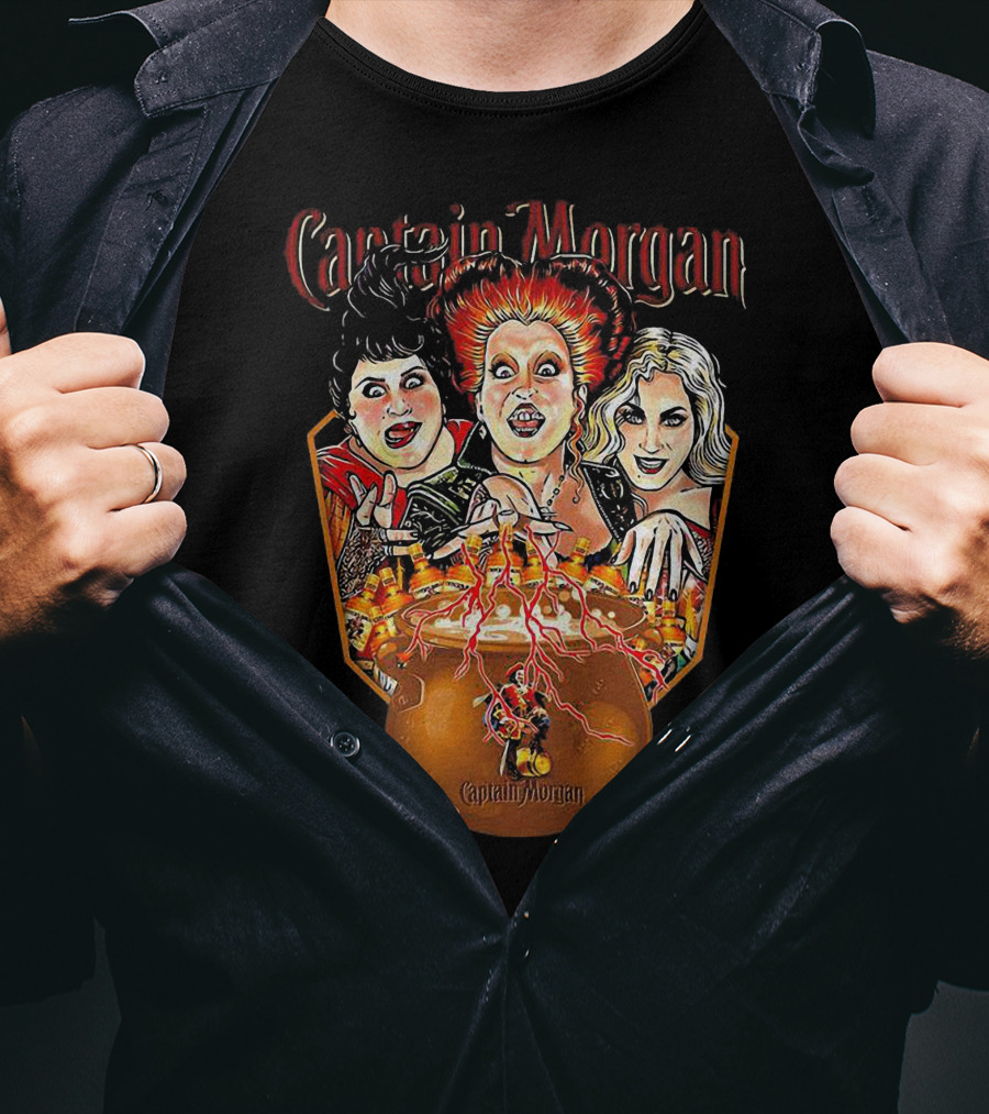 Captain Morgan Halloween Hocus Pocus Witches Cauldron T-Shirt
