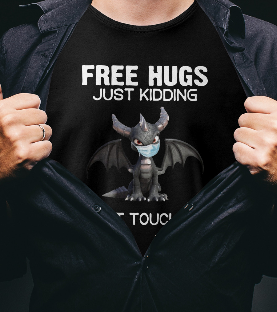 Dragon Free Hugs Just Kidding Don't Touch Me Masked Horned Creature T-Shirt