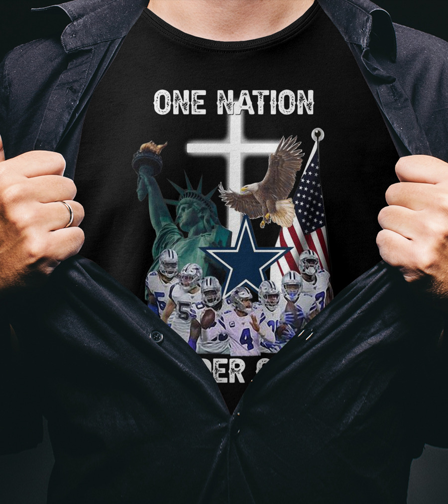 One Nation Under God Dallas Cowboys Statue Of Liberty American Flag Eagle Players T-Shirt