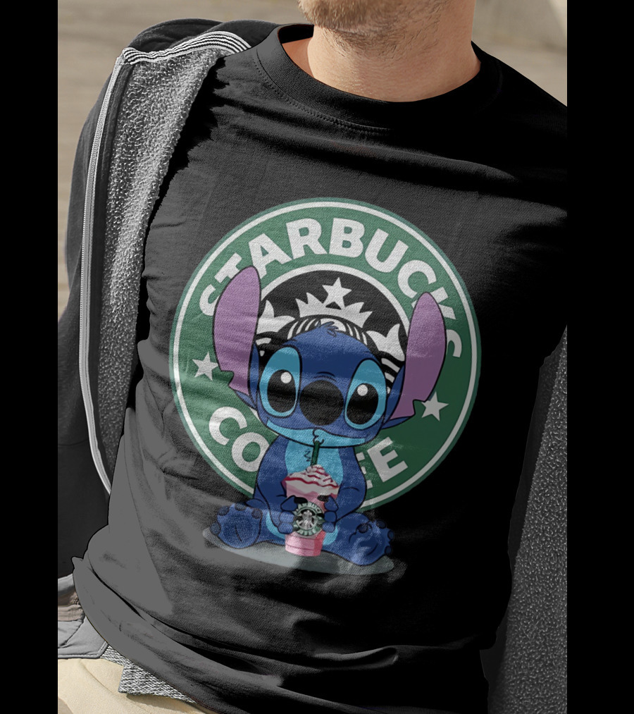 Stitch Drinking Starbucks Coffee T-Shirt