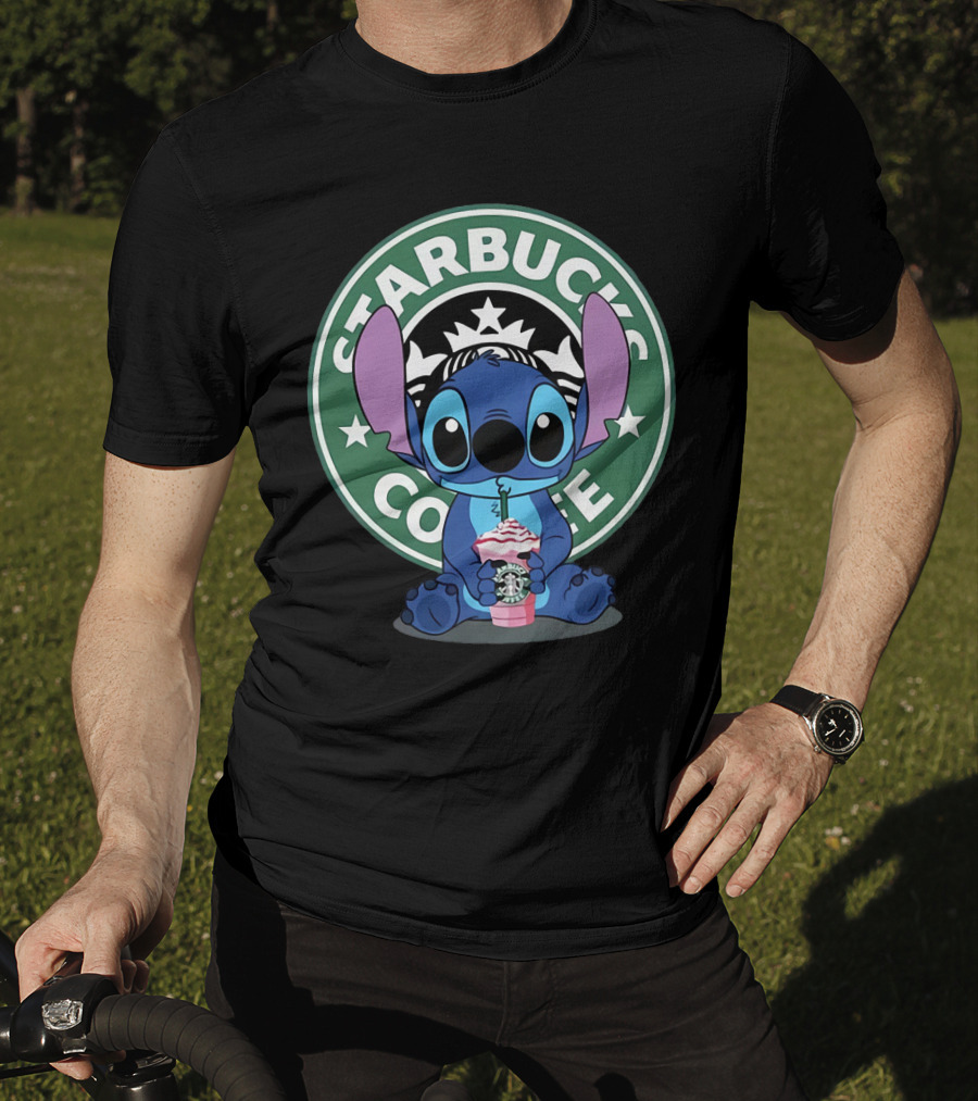 Stitch Drinking Starbucks Coffee T-Shirt