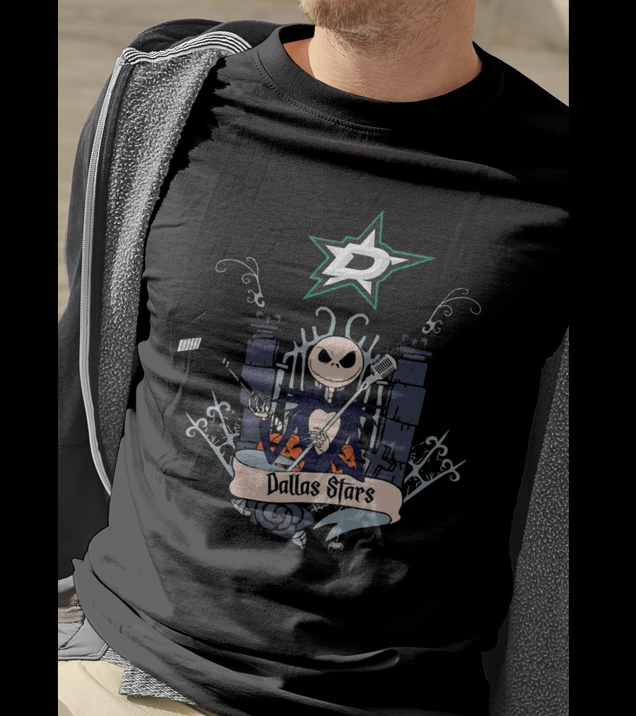 Dallas Stars Halloween Jack Skellington Hockey T-Shirt