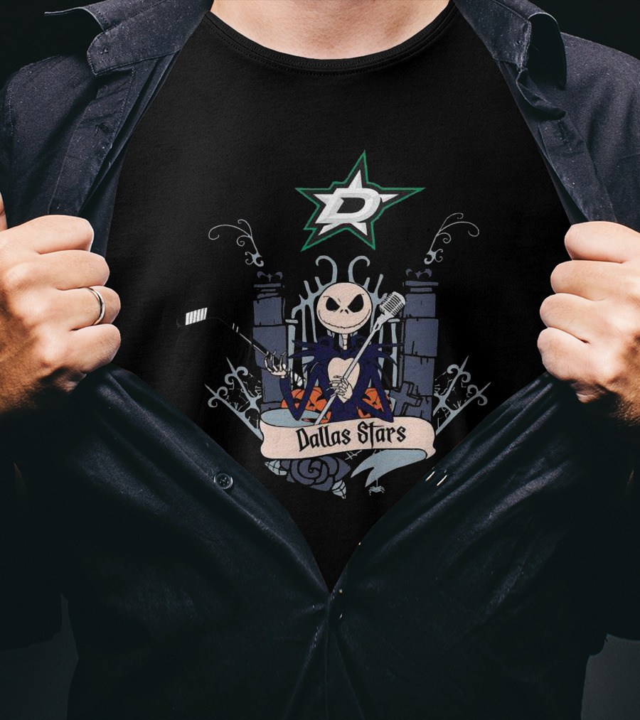 Dallas Stars Halloween Jack Skellington Hockey T-Shirt