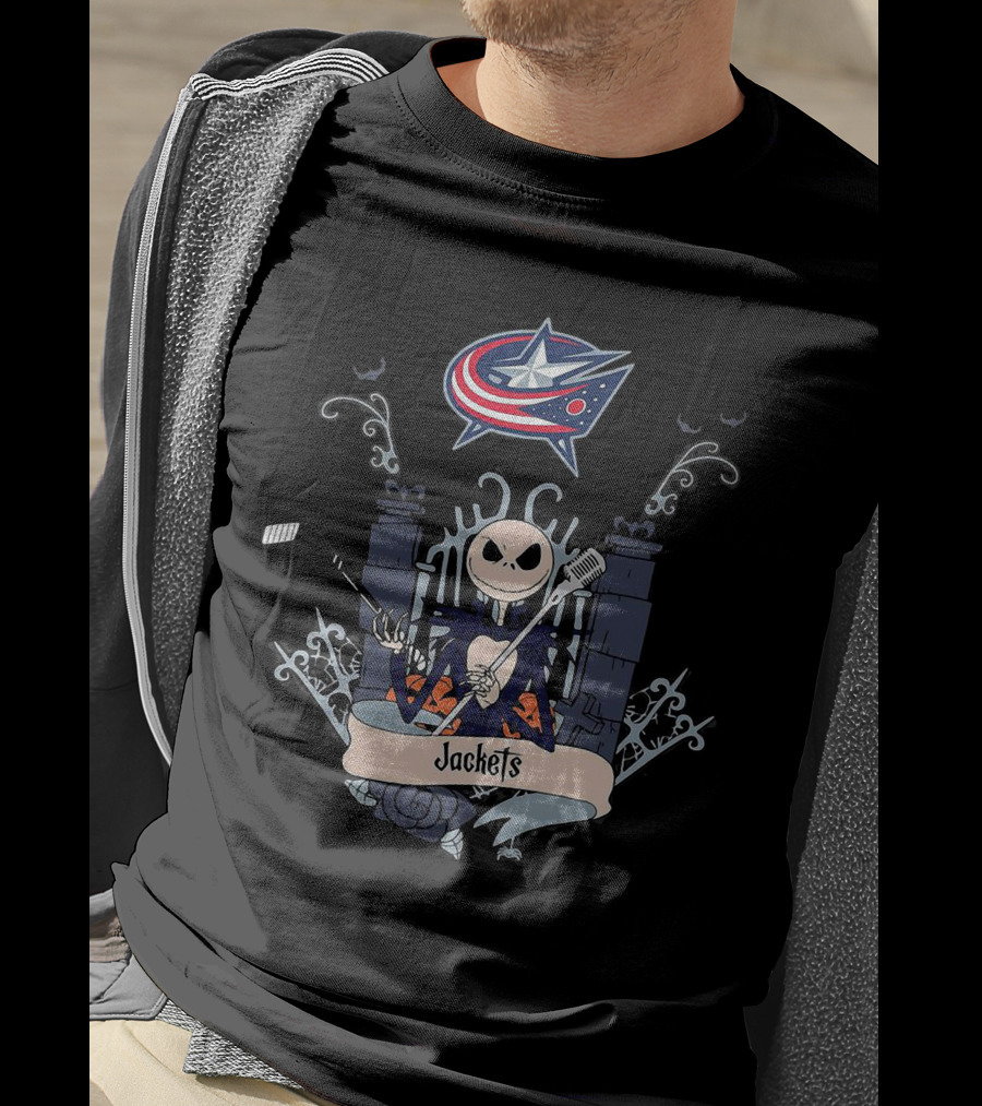 Halloween Jack Skellington Columbus Blue Jackets Hockey T-Shirt