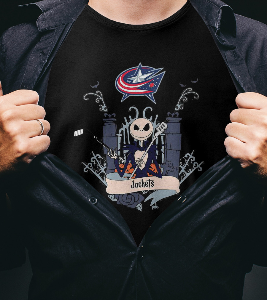 Halloween Jack Skellington Columbus Blue Jackets Hockey T-Shirt