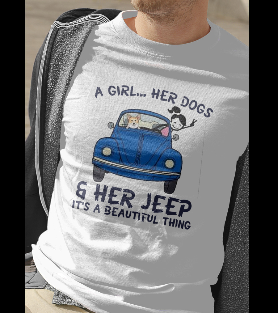 A Girl Her Dogs And Her Jeep It's A Beautiful Thing T-Shirt