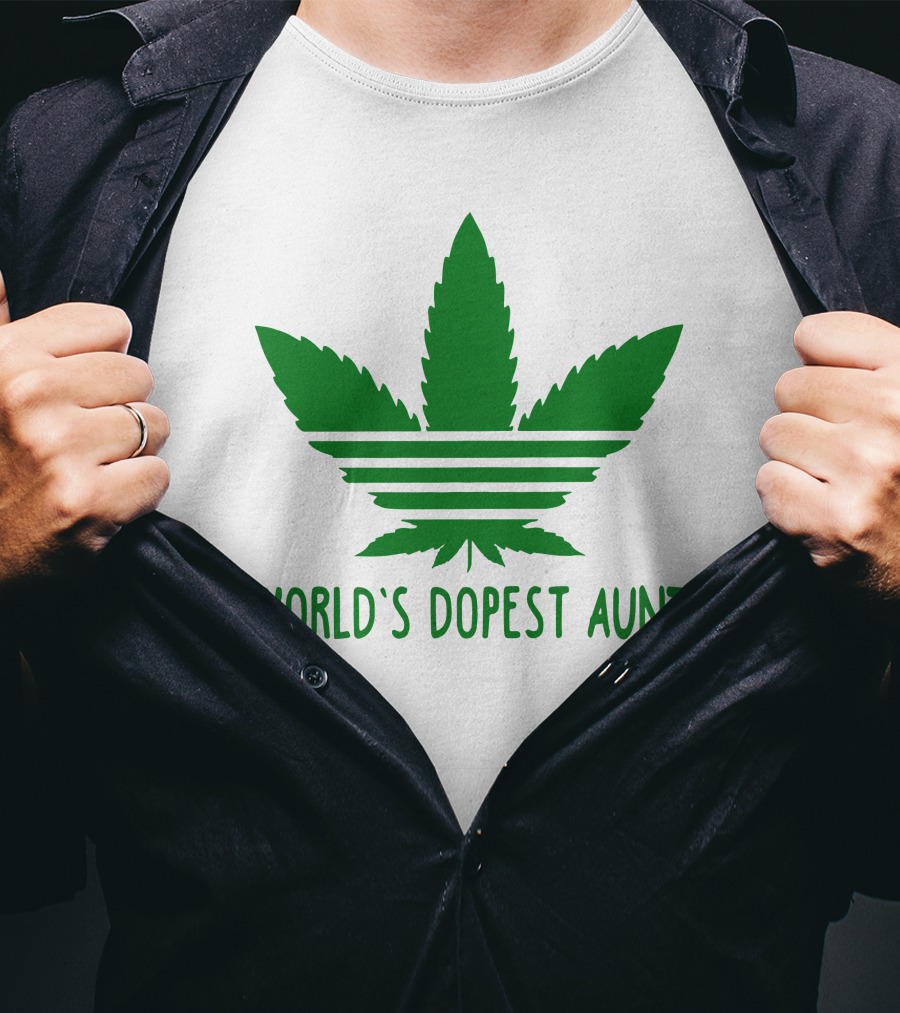 World's Dopest Aunt Marijuana Leaf Stripes T-Shirt