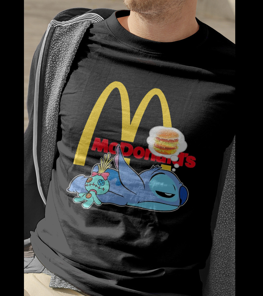 Stitch Sleeping Under McDonald's Golden Arches Dreaming Of Burger T-Shirt