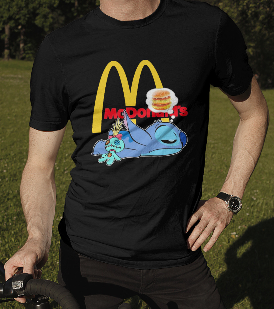 Stitch Sleeping Under McDonald's Golden Arches Dreaming Of Burger T-Shirt