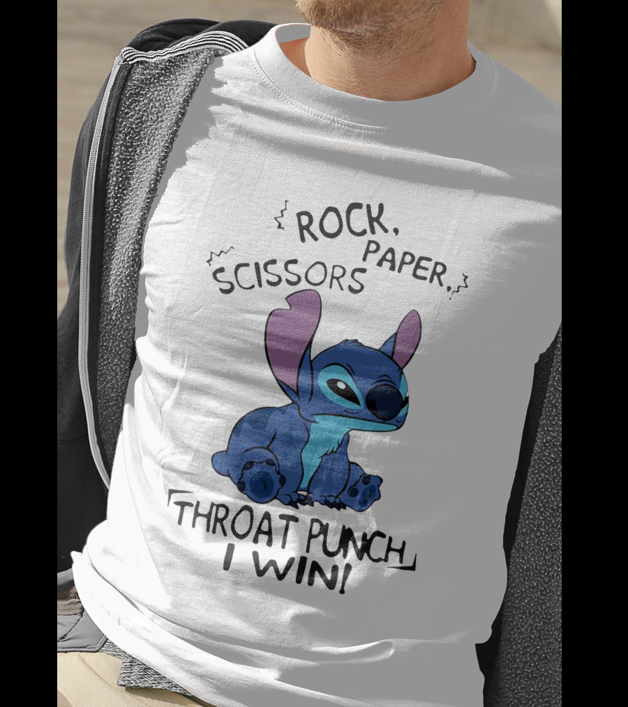 Stitch Rock Paper Scissors Throat Punch I Win T-Shirt