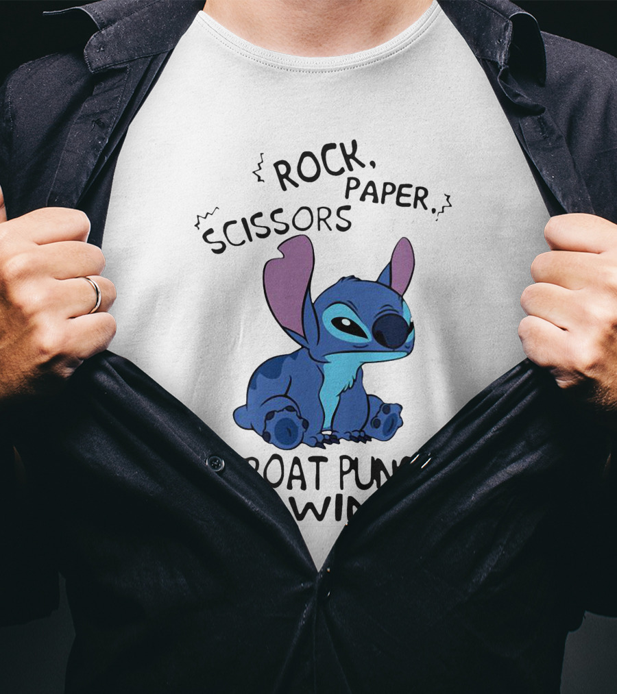 Stitch Rock Paper Scissors Throat Punch I Win T-Shirt
