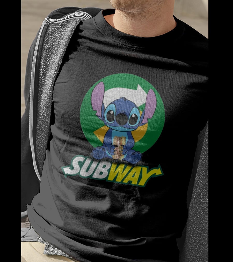 Baby Stitch Holding Subway Sandwich T-Shirt