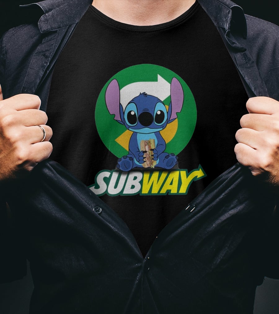 Baby Stitch Holding Subway Sandwich T-Shirt