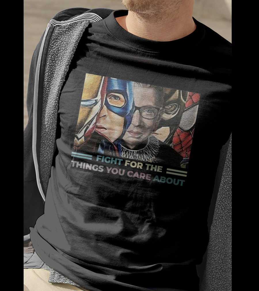 RBG Iron Man Captain Fight For The Things You Care About Comic Heroes T-Shirt